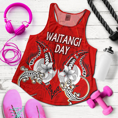 New Zealand Women Tank - Waitangi Day Lizards Maori Patterns