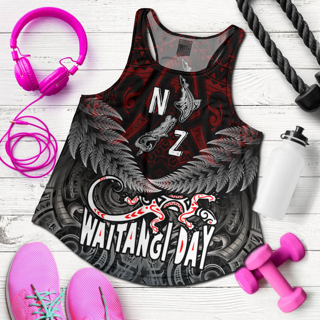 New Zealand Women Tank - Waitangi Day New Zealand Map Silver Fern
