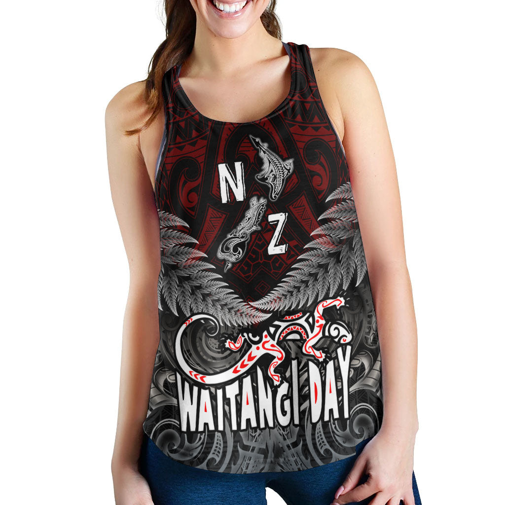 New Zealand Women Tank - Waitangi Day New Zealand Map Silver Fern