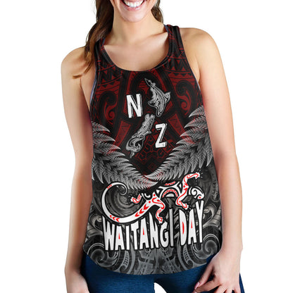New Zealand Women Tank - Waitangi Day New Zealand Map Silver Fern