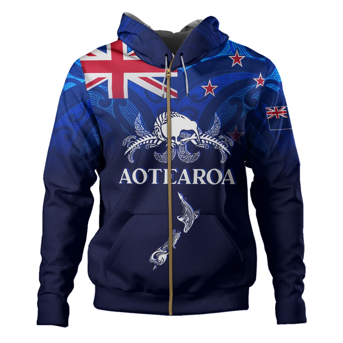 New Zealand Hoodie - Custom Aotearoa Map Kiwi Bird Mascot