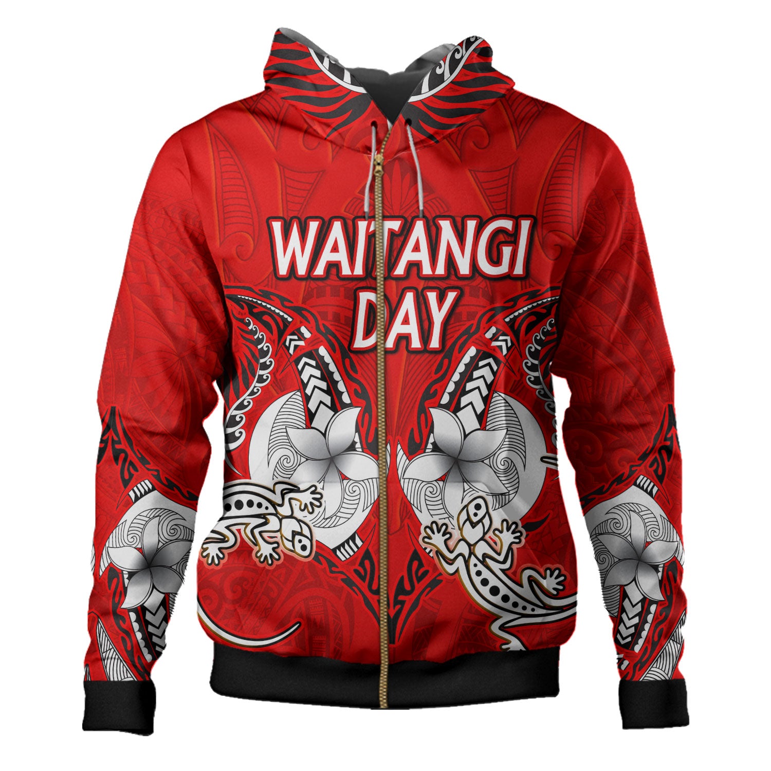 New Zealand Hoodie - Custom Waitangi Day Lizards Maori Patterns ...