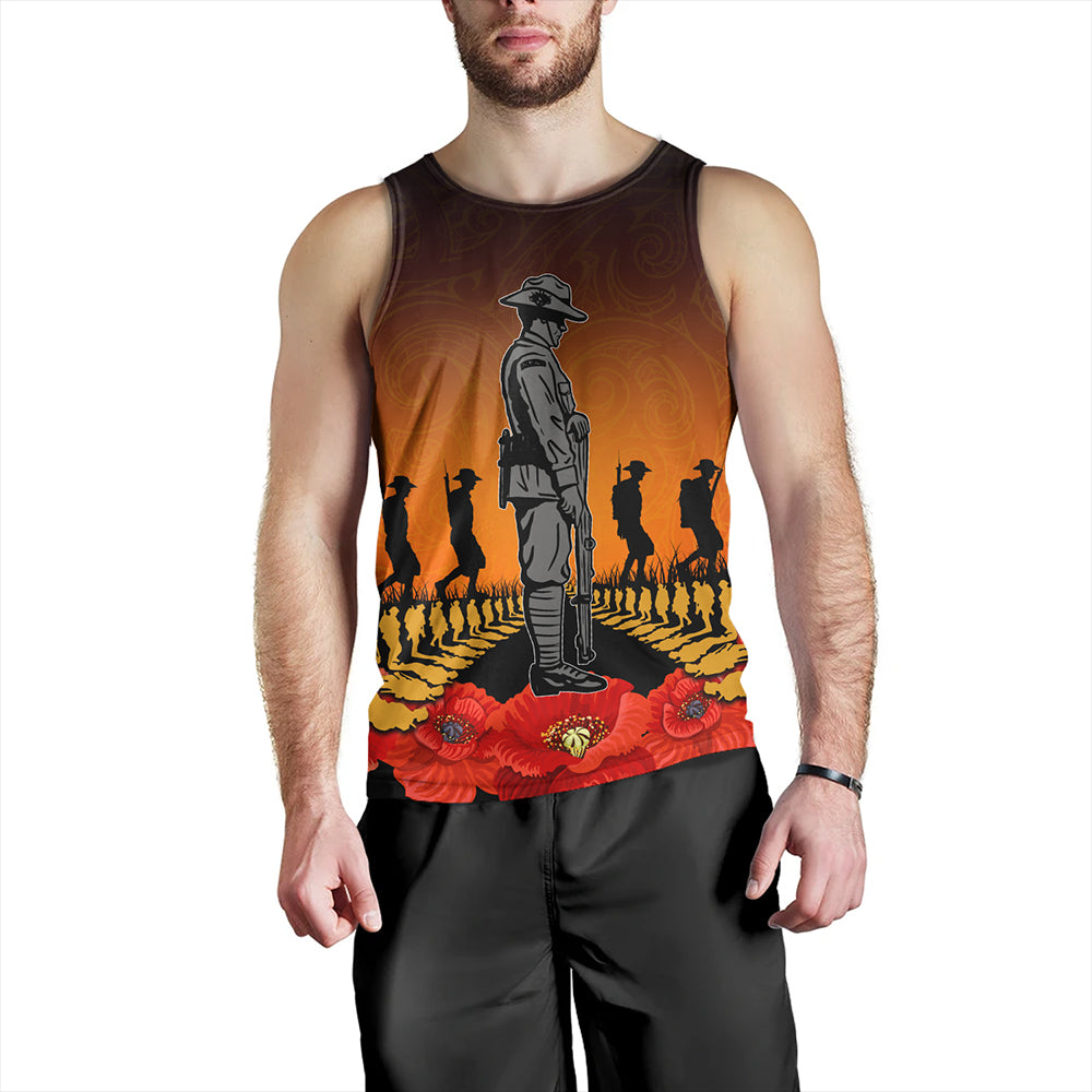 New Zealand Tank Top Anzac Day Lest We Forget Silver Fern
