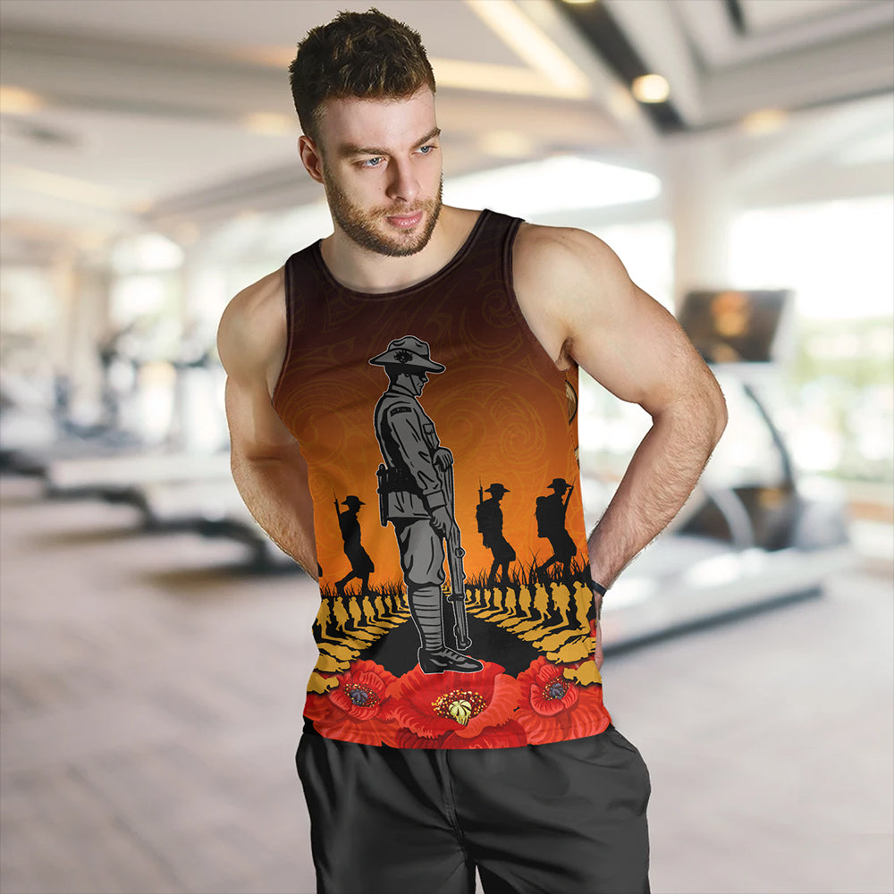 New Zealand Tank Top Anzac Day Lest We Forget Silver Fern