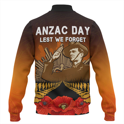 New Zealand Baseball Jacket Anzac Day Lest We Forget Silver Fern
