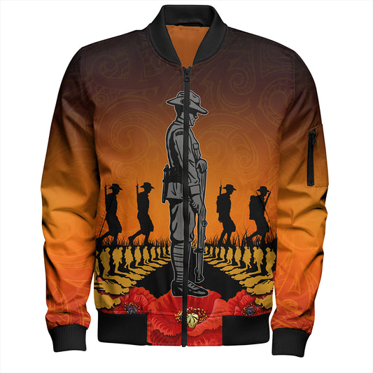 New Zealand Bomber Jacket Anzac Day Lest We Forget Silver Fern