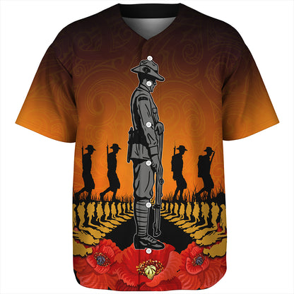 New Zealand Baseball Shirt Anzac Day Lest We Forget Silver Fern