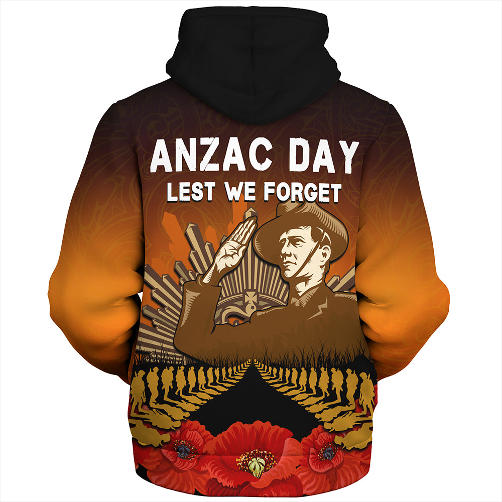 New Zealand Sherpa Hoodie Anzac Day Lest We Forget Silver Fern