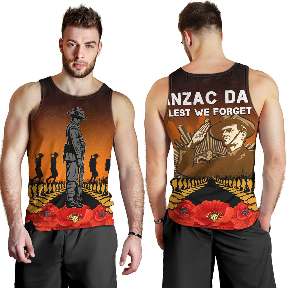 New Zealand Tank Top Anzac Day Lest We Forget Silver Fern