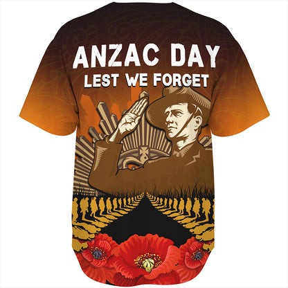 New Zealand Baseball Shirt Anzac Day Lest We Forget Silver Fern