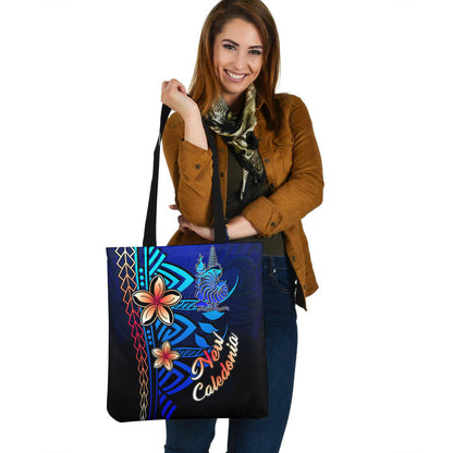 New Caledonia Custom Personalised Tote Bag Blue Vintage Tribal Mountain