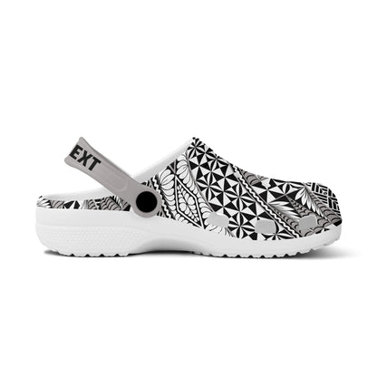 Tonga Clogs Shoes Custom Text Ngatu Tapa Style