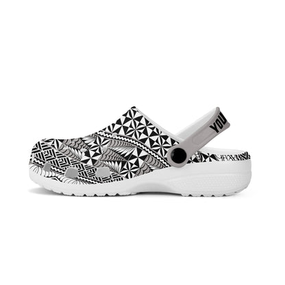 Tonga Clogs Shoes Custom Text Ngatu Tapa Style