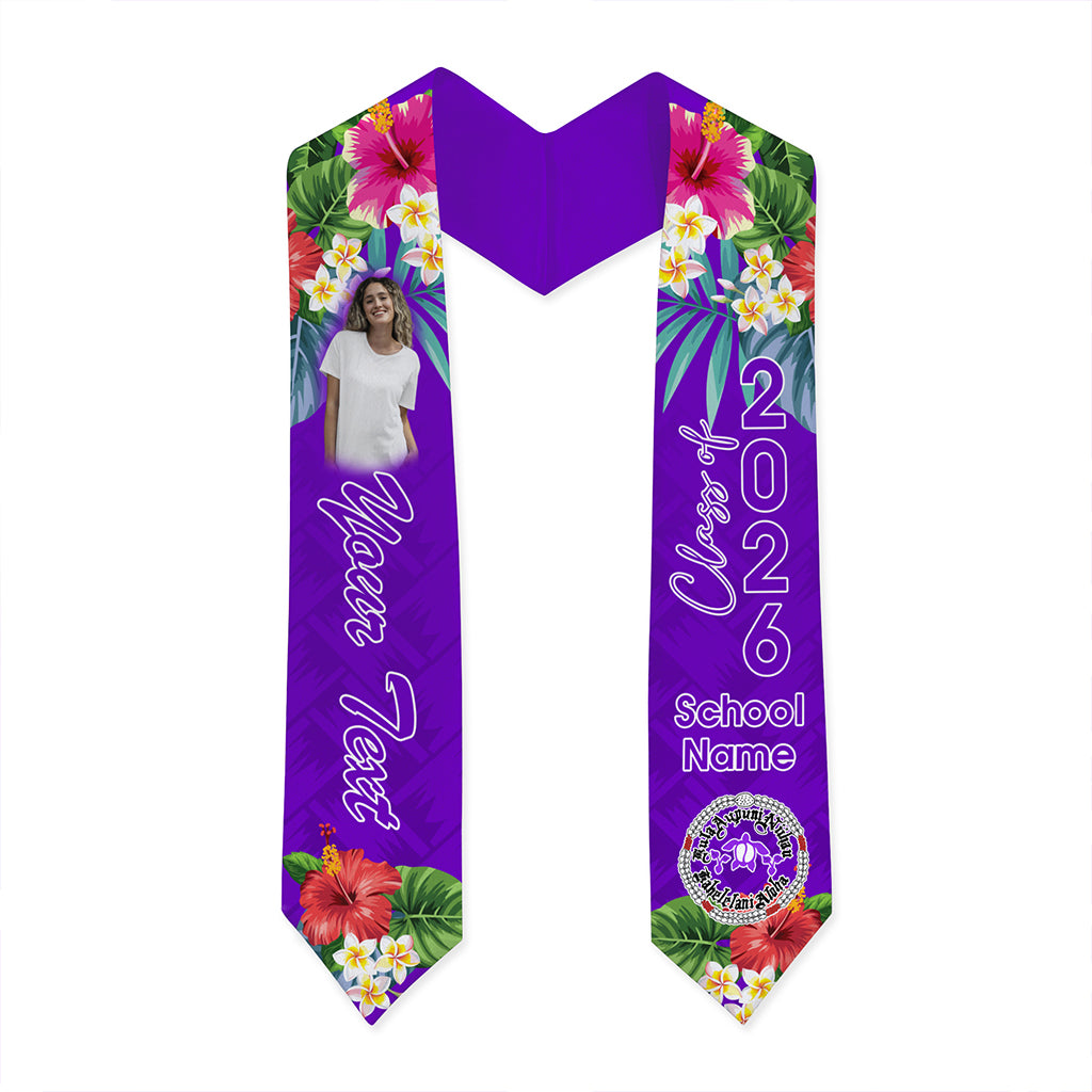 Hawaii Graduation Stole Custom Ni'ihau High and Elementary School Class 2026 Tropical Hibiscus Island Style