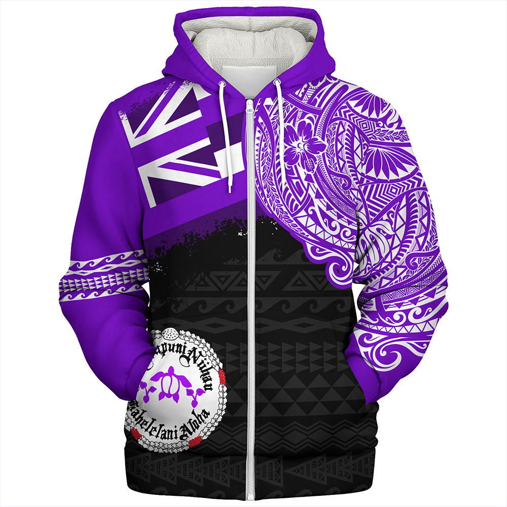 Hawaii Sherpa Hoodie Ni'ihau High and Elementary School With Crest Style