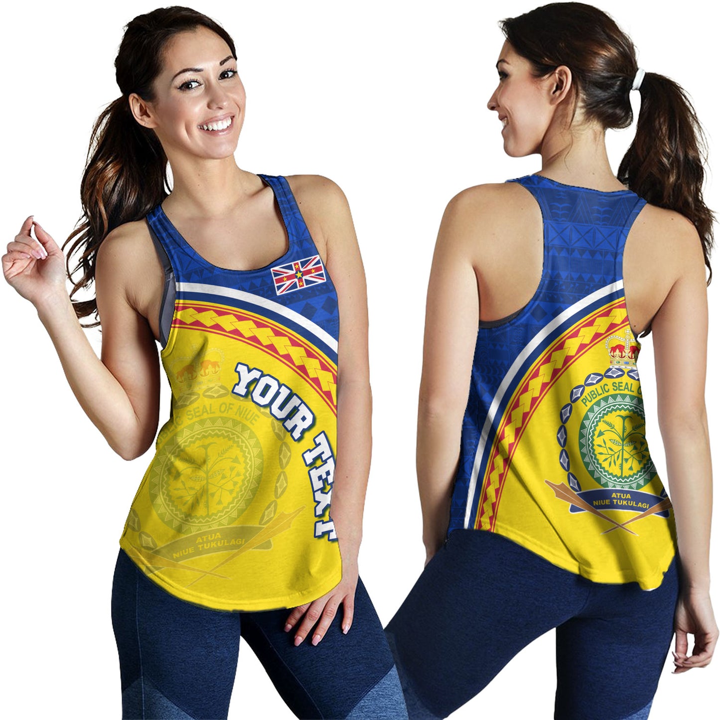 Niue Custom Personalised Women Tank Niue Patterns Hiapo Curve Style