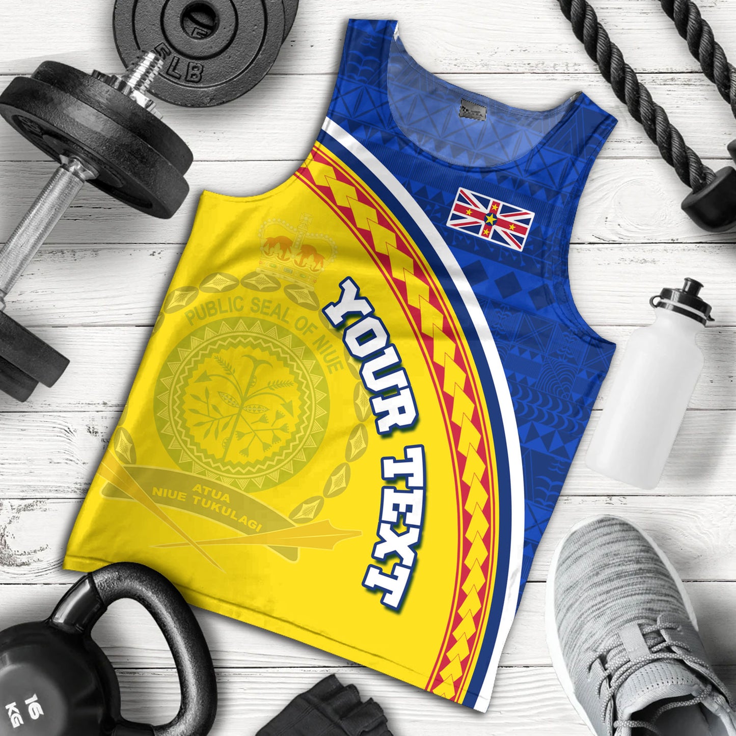 Niue Custom Personalised Tank Top Niue Patterns Hiapo Curve Style