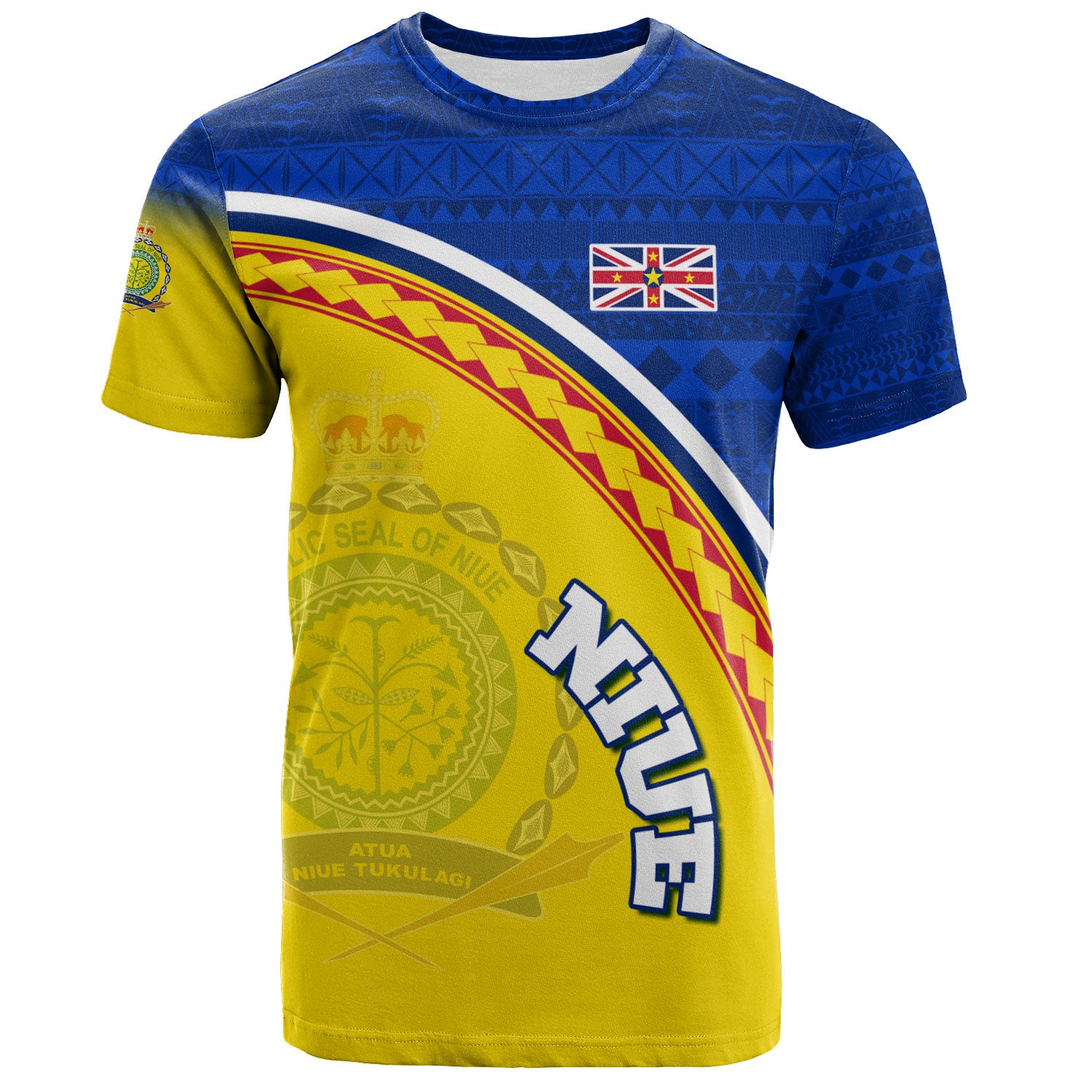 Niue Custom Personalised T-Shirt Niue Patterns Hiapo Curve Style