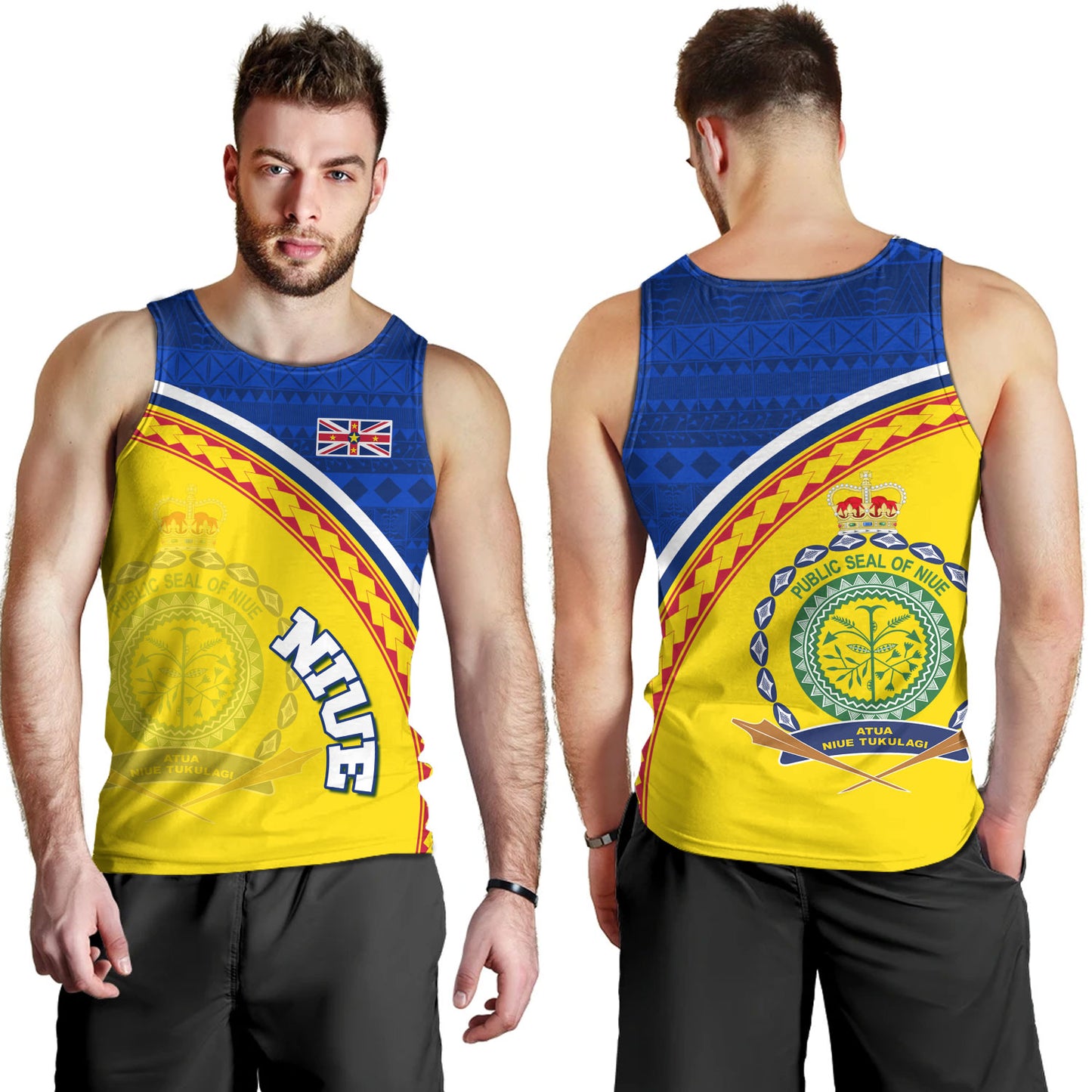 Niue Custom Personalised Tank Top Niue Patterns Hiapo Curve Style