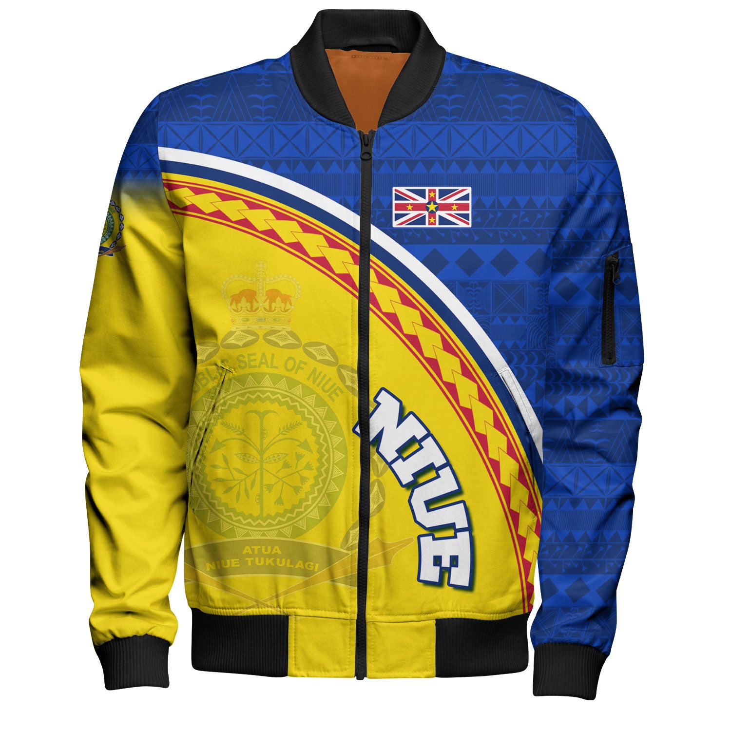Niue Custom Personalised Bomber Jacket Niue Patterns Hiapo Curve Style ...