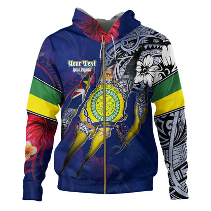 Niue Hoodie Custom Niuean Blood Inside Me Polynesian Sleeve Tattoo Tropical Blue