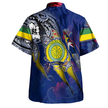 Niue Hawaiian Shirt Custom Niuean Blood Inside Me Polynesian Sleeve Tattoo Tropical Blue