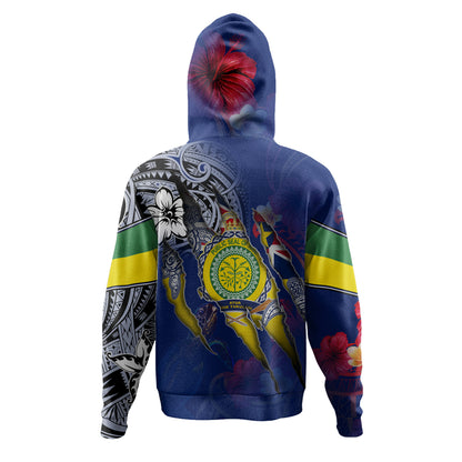 Niue Hoodie Custom Niuean Blood Inside Me Polynesian Sleeve Tattoo Tropical Blue