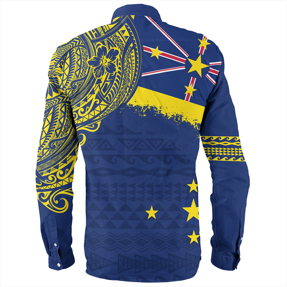 Niue Long Sleeve Shirt Polynesian Flag With Coat Of Arms