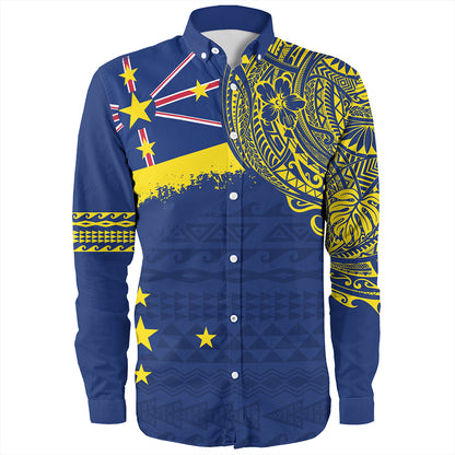 Niue Long Sleeve Shirt Polynesian Flag With Coat Of Arms
