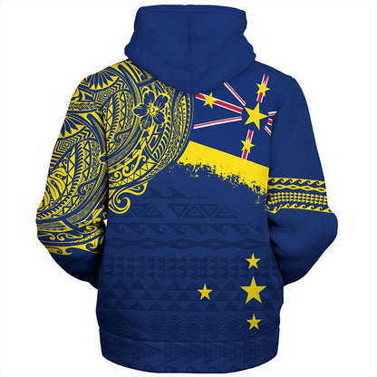 Niue Sherpa Hoodie Polynesian Flag With Coat Of Arms