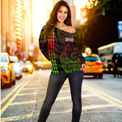 Niue Off Shoulder Sweatshirt Kakau Style