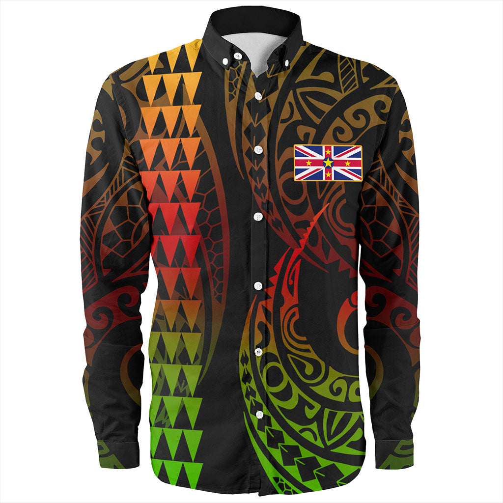 Niue Long Sleeve Shirt Kakau Style