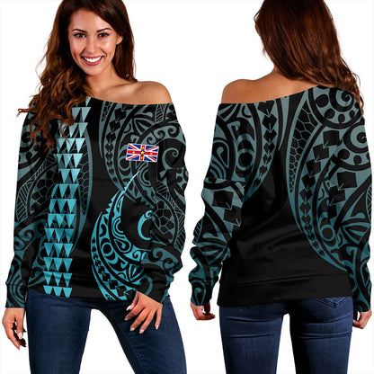 Niue Off Shoulder Sweatshirt Kakau Style Ver.1