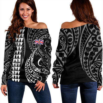 Niue Off Shoulder Sweatshirt Kakau Style Ver.1