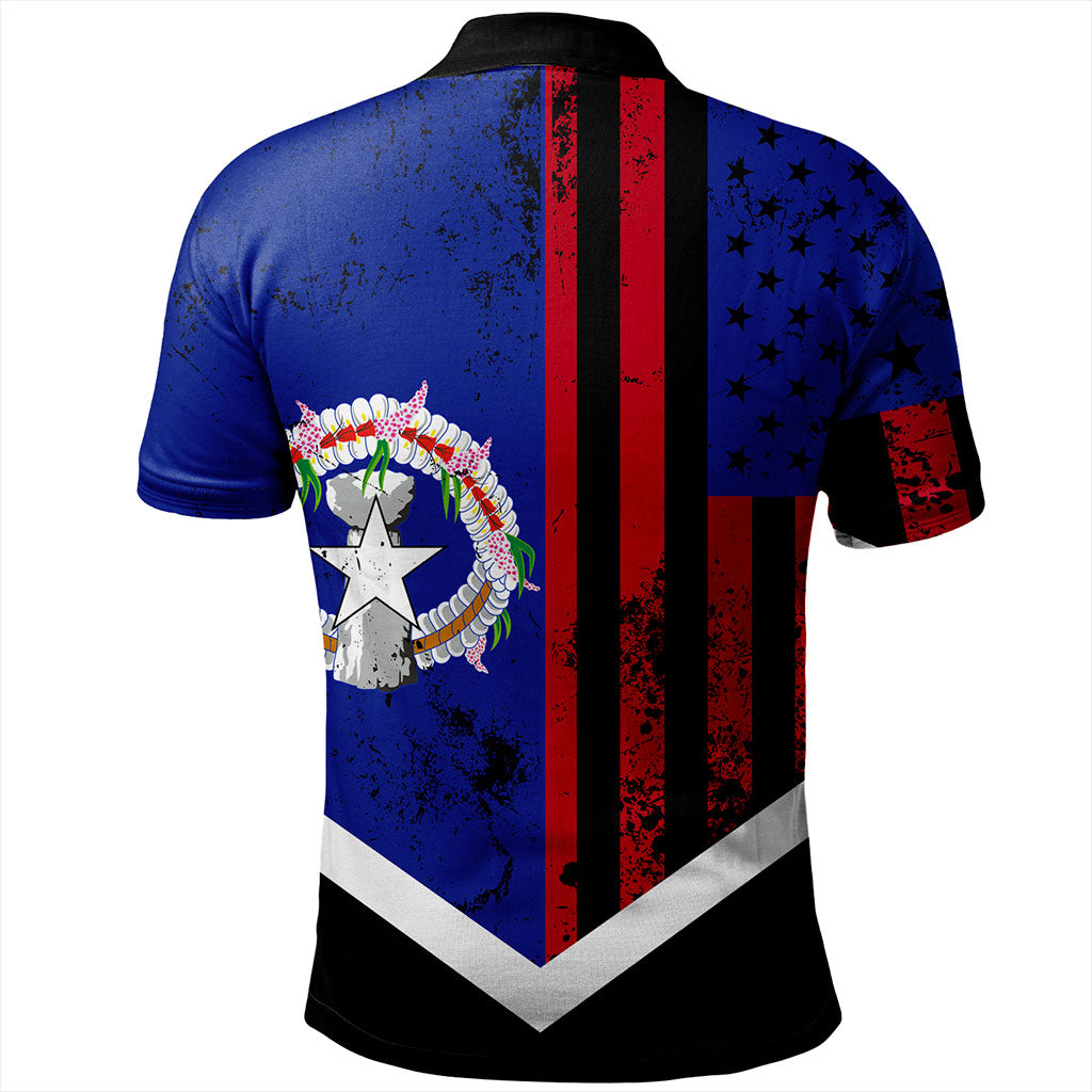 Northern Mariana Islands Polo Shirt Flag And American Half Concept Brush Style