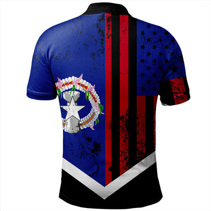 Northern Mariana Islands Polo Shirt Flag And American Half Concept Brush Style