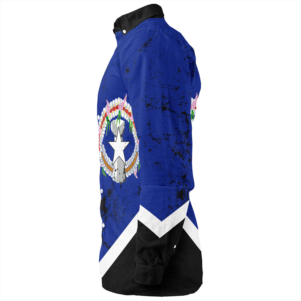 Northern Mariana Islands Long Sleeve Shirt Flag And American Half Concept Brush Style
