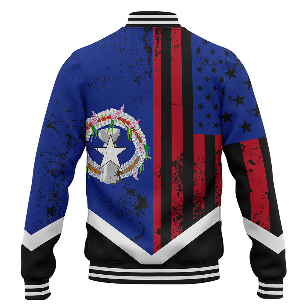 Northern Mariana Islands Baseball Jacket Flag And American Half Concept Brush Style