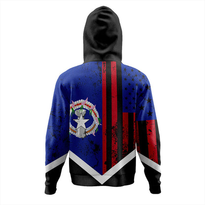 Northern Mariana Islands Hoodie Flag And American Half Concept Brush Style