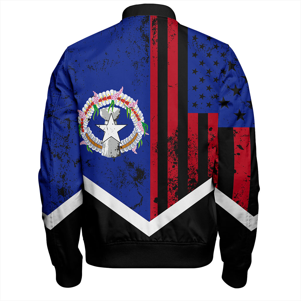 Northern Mariana Islands Bomber Jacket Flag And American Half Concept Brush Style