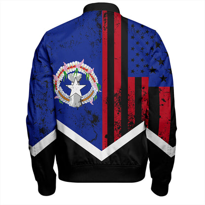 Northern Mariana Islands Bomber Jacket Flag And American Half Concept Brush Style