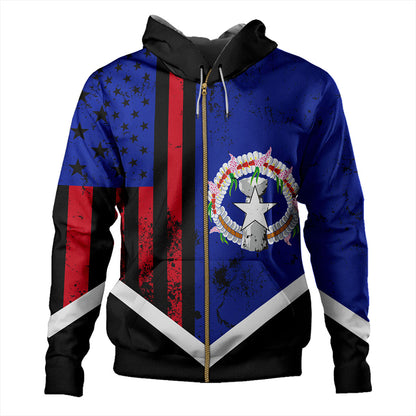 Northern Mariana Islands Hoodie Flag And American Half Concept Brush Style