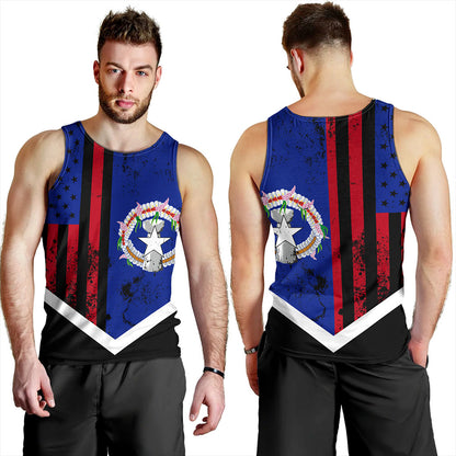 Northern Mariana Islands Tank Top Flag And American Half Concept Brush Style