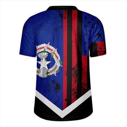 Northern Mariana Islands Rugby Jersey Flag And American Half Concept Brush Style