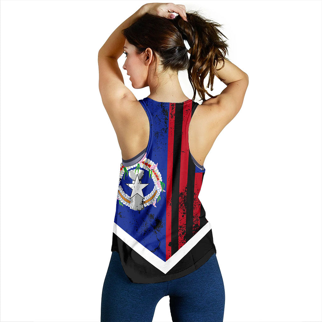Northern Mariana Islands Women Tank Flag And American Half Concept Brush Style