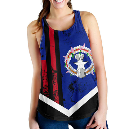 Northern Mariana Islands Women Tank Flag And American Half Concept Brush Style