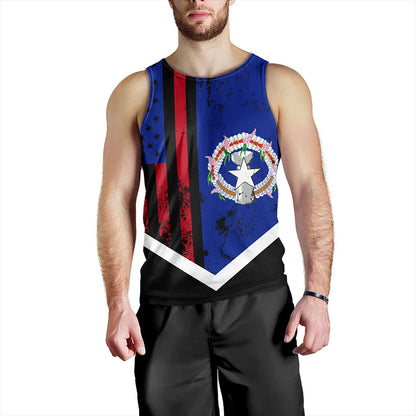 Northern Mariana Islands Tank Top Flag And American Half Concept Brush Style