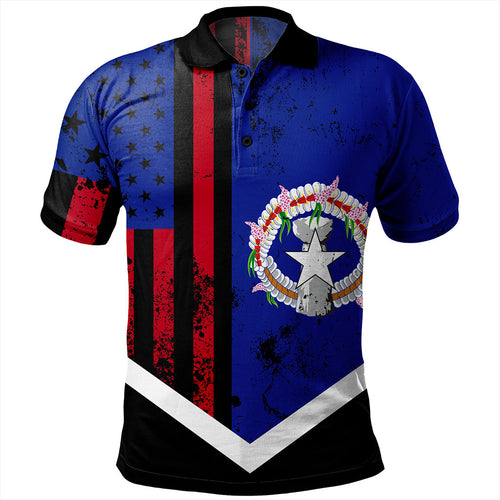 Northern Mariana Islands Polo Shirt Flag And American Half Concept Brush Style