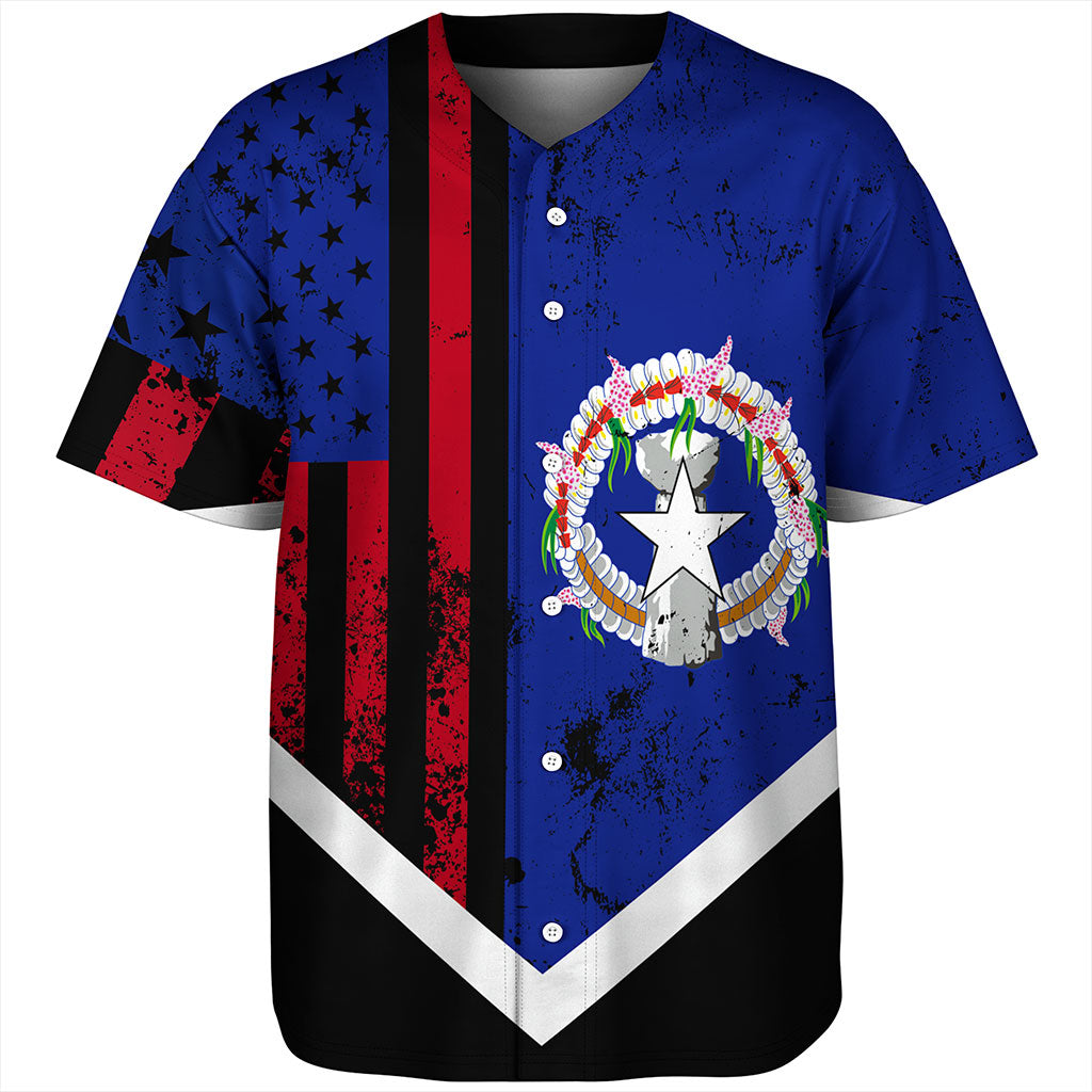 Northern Mariana Islands Baseball Shirt Flag And American Half Concept Brush Style