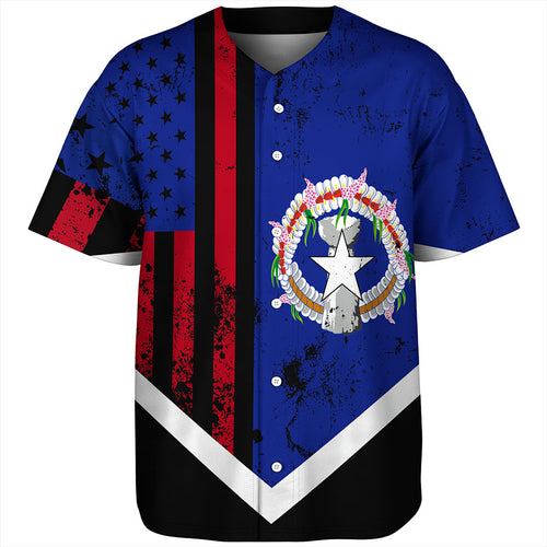 Northern Mariana Islands Baseball Shirt Flag And American Half Concept Brush Style